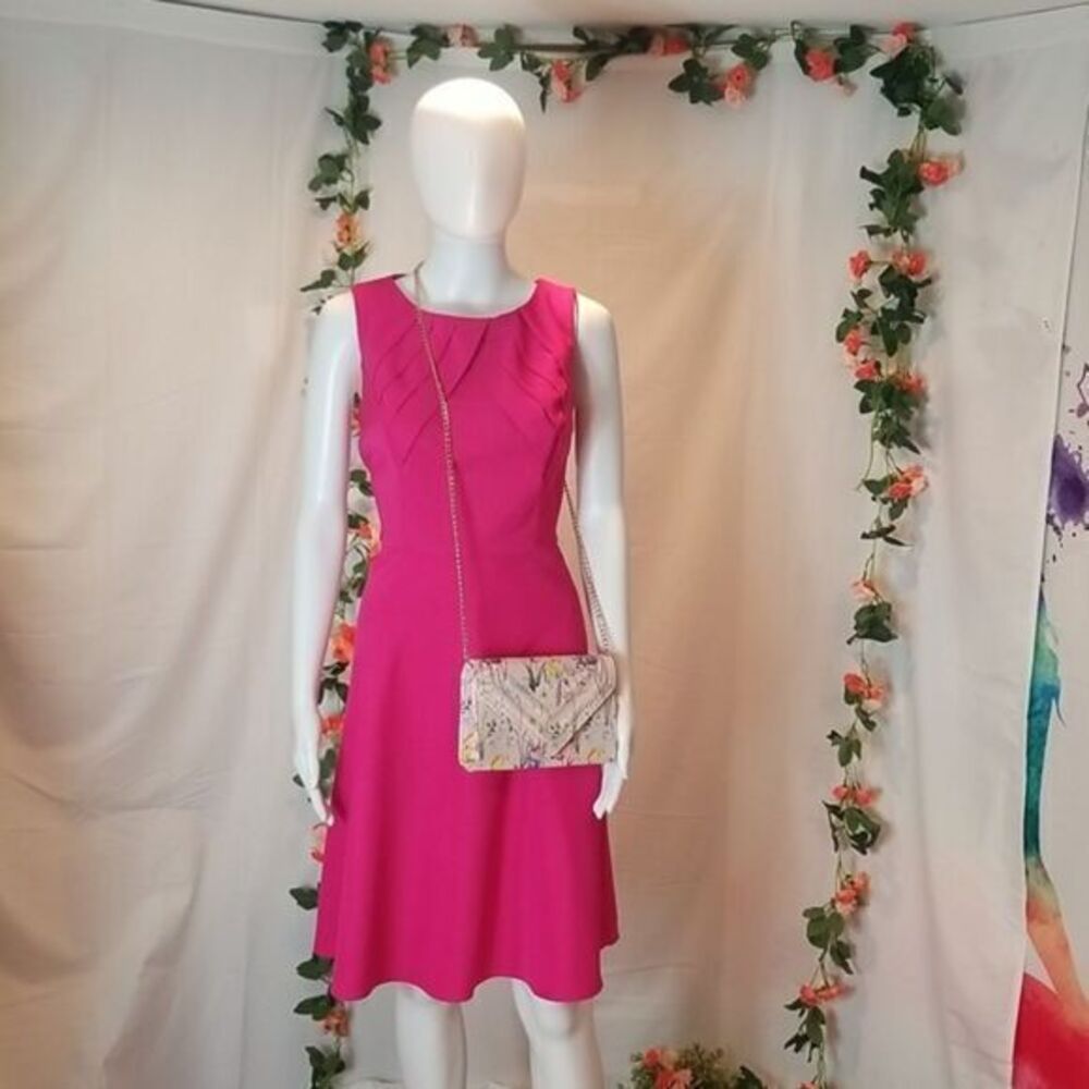 Dress Barn Dress Hot Pink A-line Sleeveless Dress Size 8 RefHHH